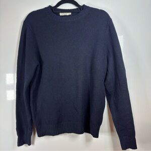 SuitSupply 100% Pure Cashmere Navy Crew Neck Sweater Medium Flaw